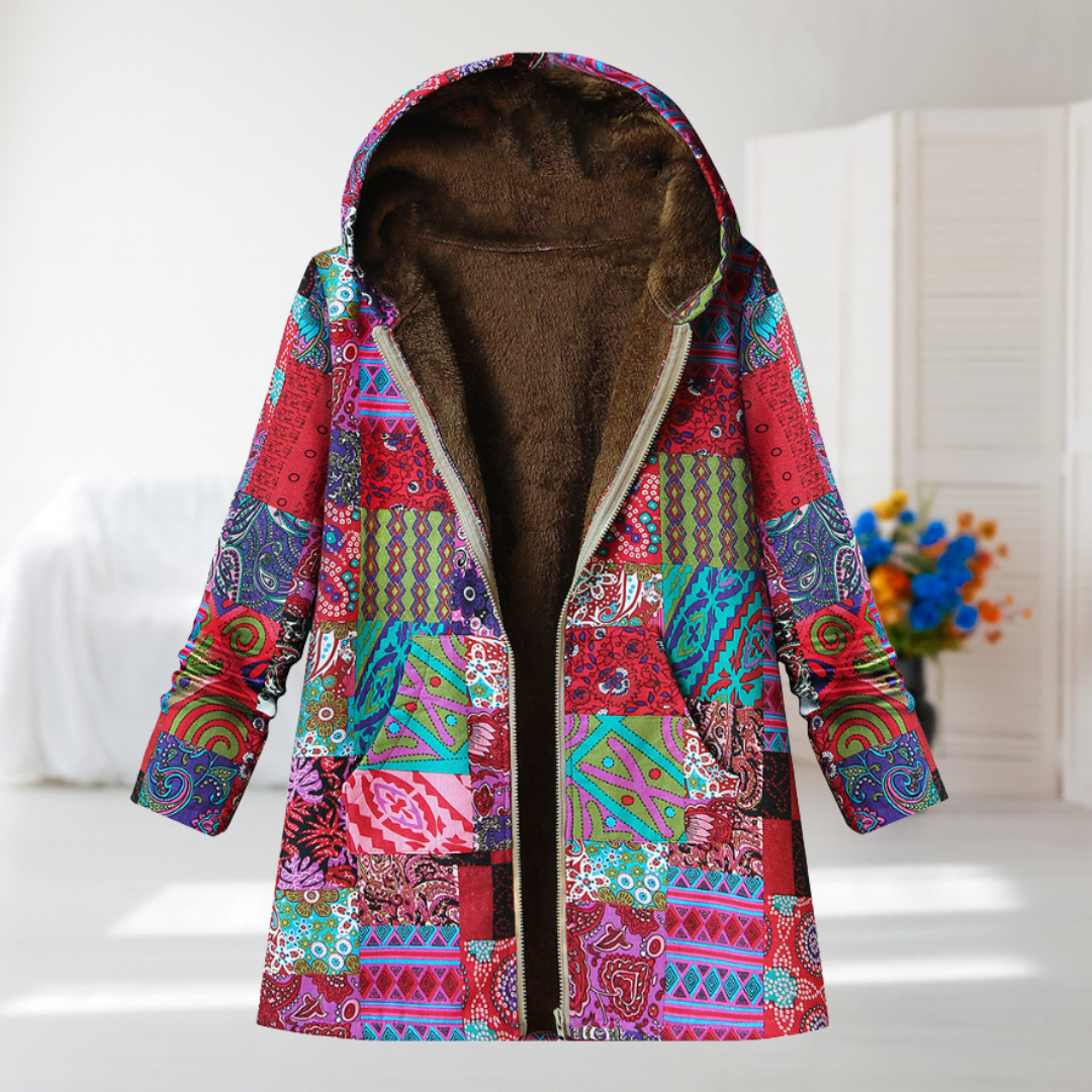 Chantal | Bright Patchwork Hooded Coat