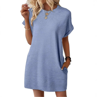 Evasha | Casual Round Neck Summer Dress
