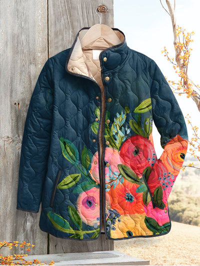Vintage Floral Print Quilted Jacket