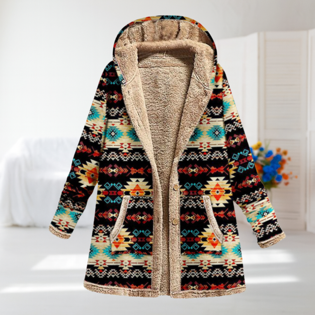 Isaline | Tribal Pattern Hooded Coat