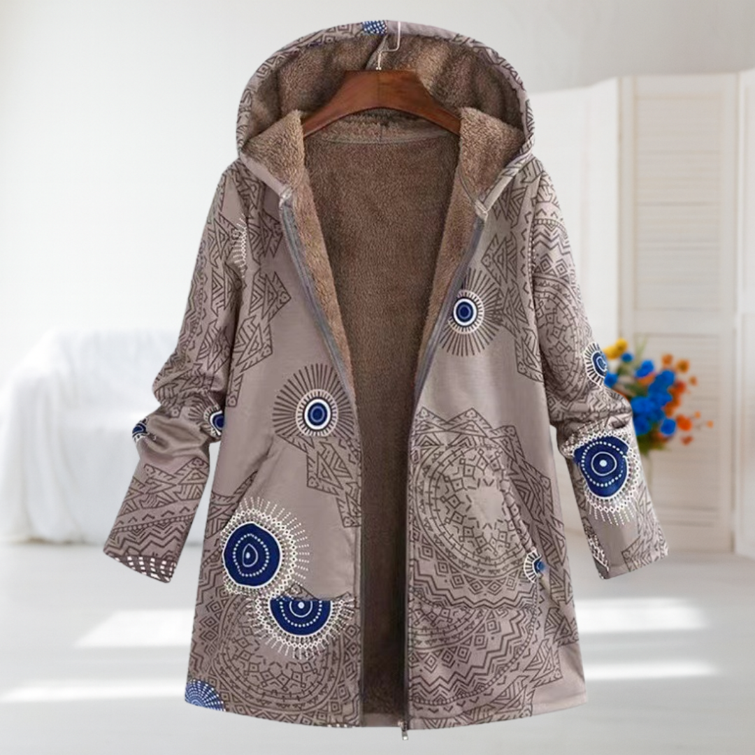 Mila | Beige Artistic Hooded Coat