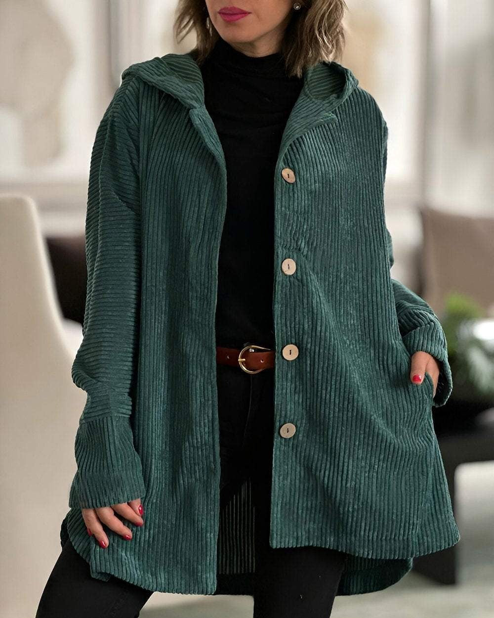 Floryn | Cozy Corduroy Hooded Jacket