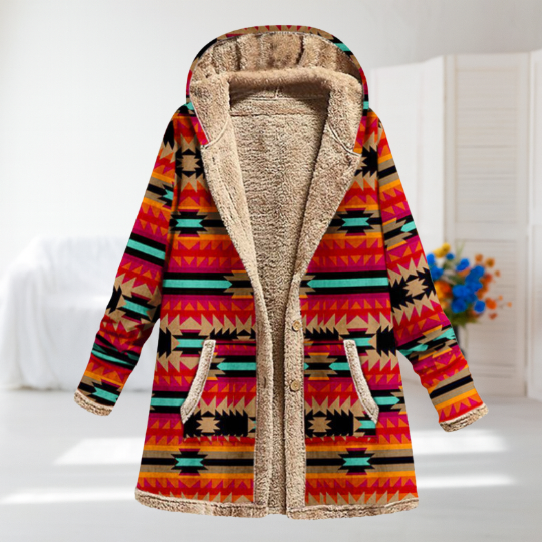 Odette | Geometric Hooded Coat