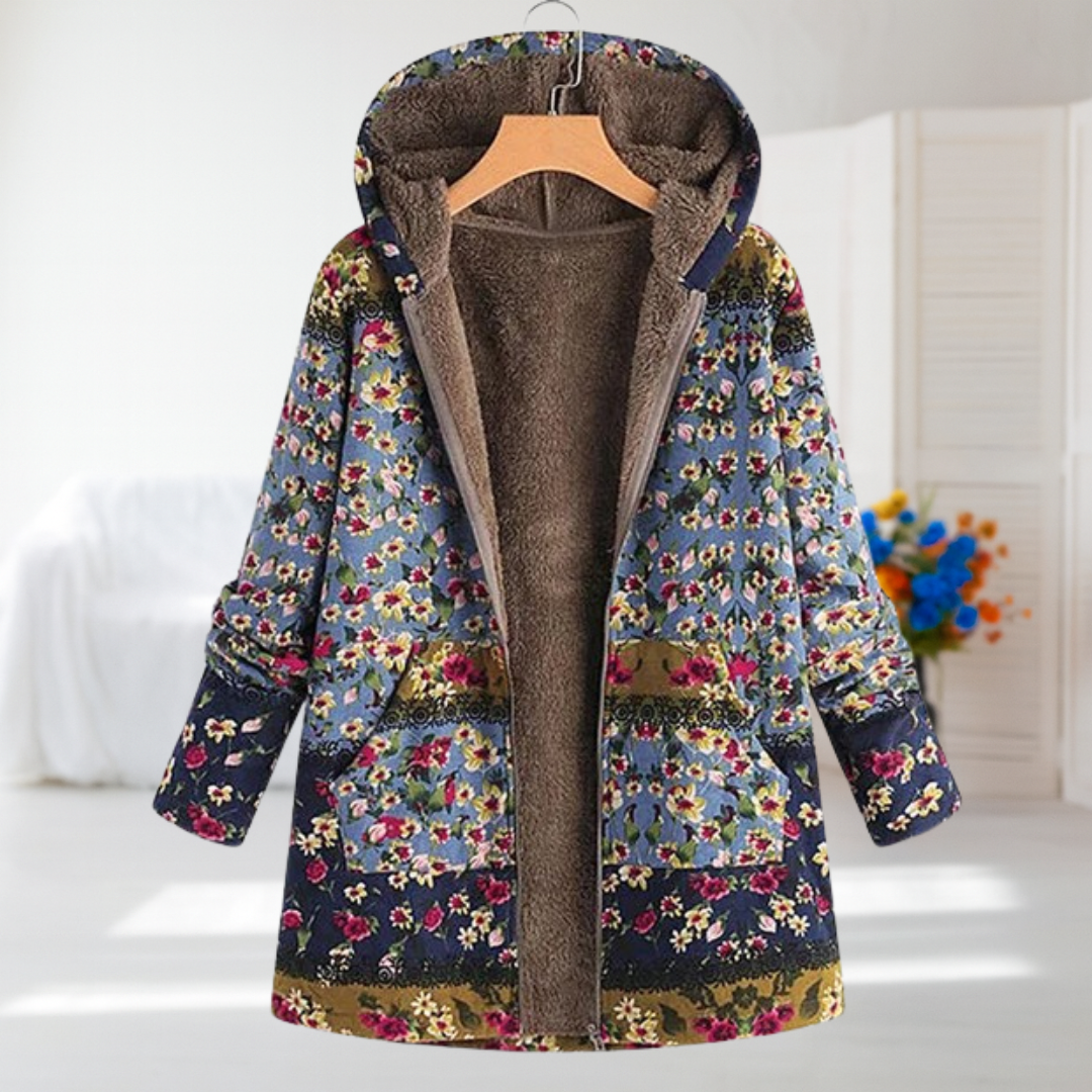 Amelia | Floral Patchwork Hooded Coat