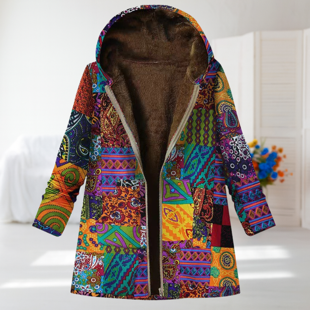 Melody | Vibrant Patchwork Hooded Coat