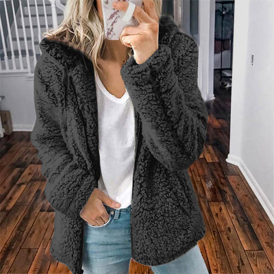 Raina | Winter Lamb Wool Plush Hooded Jacket