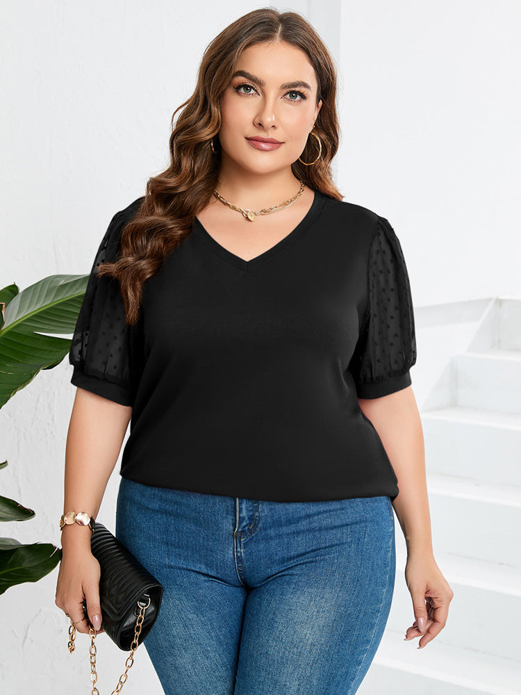 Rema | Sheer Sleeve V-Neck Top