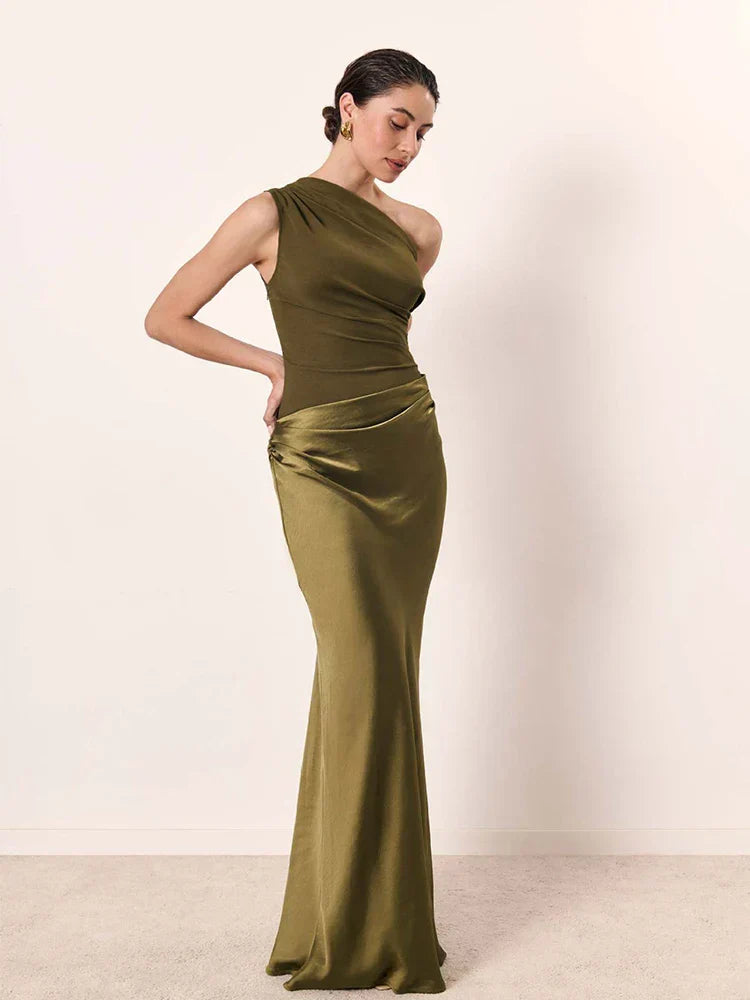 Griselda | One-Shoulder Satin Maxi Dress