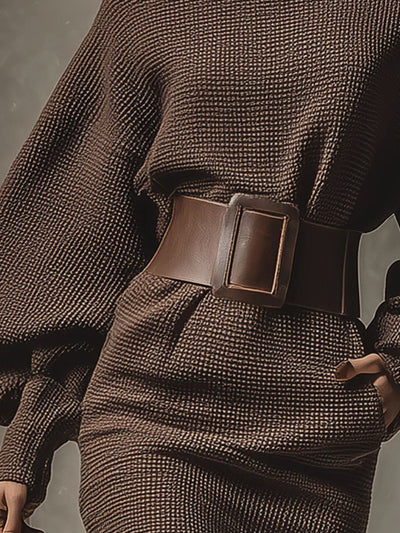 Clea - Knitted Belted Mini Dress