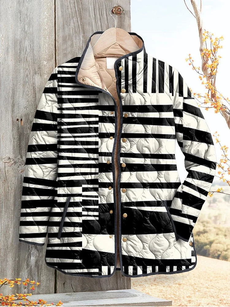 Black and White Abstract Quilted Jacket